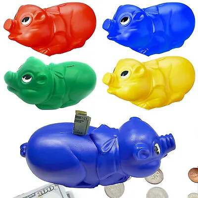 2 Large Piggy Banks Cash Coin Money Savings Saver Pig Safe Vintage Kids Gift 11  • $13.47