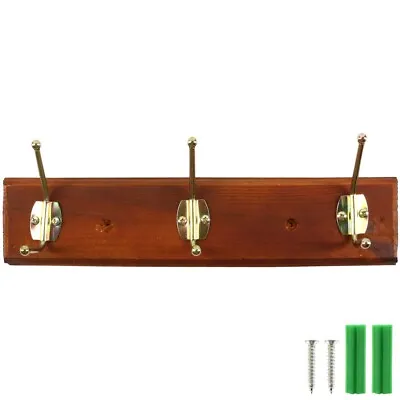£5.99 • Buy Pine COAT RACK 6 PEG Antique Strong Hook Bedroom Bathroom Kitchen Rail & FIXINGS