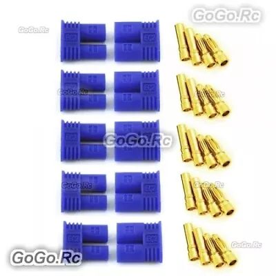 5 PAIR Male & Female EC2 2.0mm Lipo Battery Connector Gold Bullet Plug - EC2x5 • $2.10