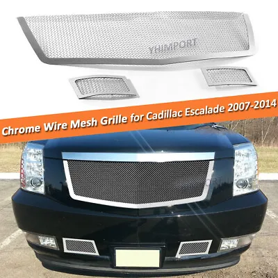 Chrome Grille Fits 2007-2014 Cadillac Escalade Stainless Steel Mesh Grill Combo • $190