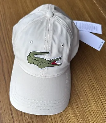 BNWT Lacoste Adjustable Cotton Twill Cap Leather Strap Guaranteed Original • £28