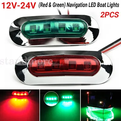 2X LED Signal Nav Navigation Lights Strip Port Starboard Marine Boat Red & Green • £3.66