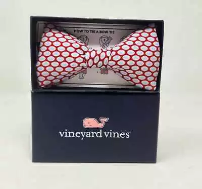 New Men's Vineyard Vines Mini Footballs Red Silk Bow Tie • $39.99