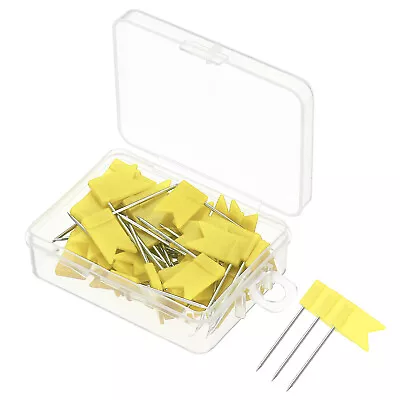 50Pcs Flag Map Push Pins 1 Inch Travel Map Pins With Plastic Head Yellow • $6.83