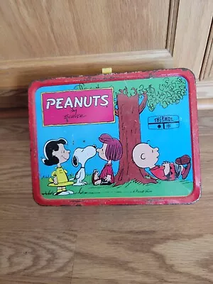 Vintage 1973 PEANUTS Metal Lunchbox Schulz Charlie Brown Snoopy No Thermos Used • $20