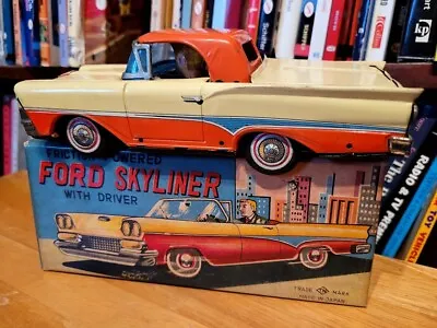 VINTAGE T.N. NOMURA FRICTION POWERED 1958 FORD SKYLINER RETRACTABLE With BOX • $197.95