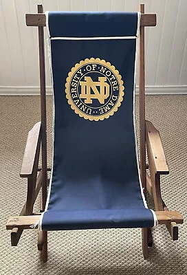 Vintage Notre Dame Fighting Irish Folding Wood Rocking Lounge Sling Chair Rare ! • $179.98