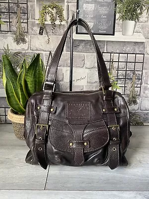 THE BRIDGE Vintage Handbag Bowling Bag CHOCOLATE BROWN • £67