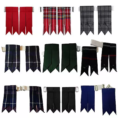 Scottish Kilt Hose Sock Flashes Garters Pointed Various Tartans Highland Wear • £4.95