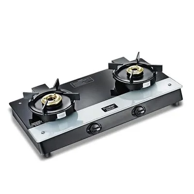 Prestige Svachh Duo Glass Top Liftable 2 Burner Gas Stove Pan Support Cooktop • £262.24