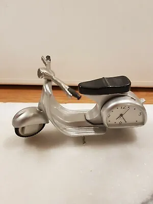 Miniature Silver Coloured Scooter Miniature Clock ( New Battery Fitted) Vgc  • £22