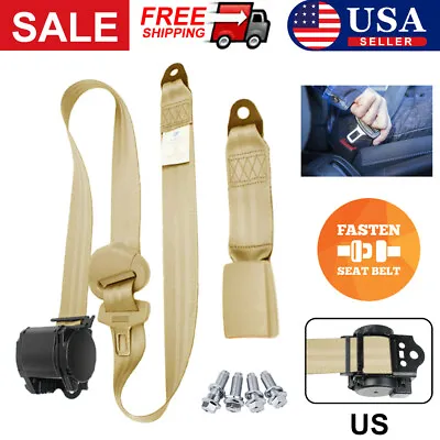 Car Beige 3Point Retractable Seat Belt Extra Long Adjustable Straps Safety Hot. • $42.31