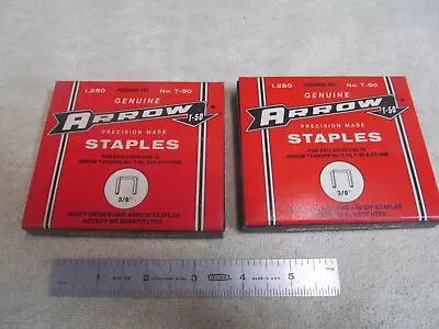 (2) Nos Packs Of Arrow Staples Number T-50 3/8  1250 Staples Per Pack. • $7.95