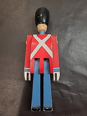 Vintage Kay Bojesen Demark 8.5  Red & Blue Wooden Toy Soldier Used • £72.33