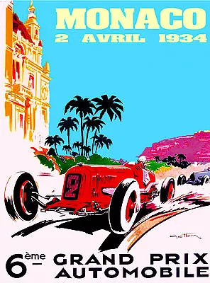 Monaco 1934  Vintage  Travel Poster Print Art Painting Old  Blue • $23.37