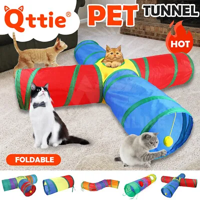 Qttie Cat Kitten Puppy Tunnel Play Toy Foldable Funny Exercise Tunnel Rabbit Pet • $8.65