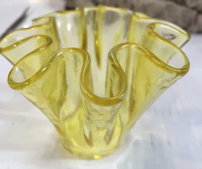 Vintage Muurla Finland Yellow Hankerchief Vase • $60