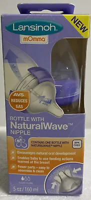 Lansinoh Momma Breastmilk Feeding Bottle 5 Oz NaturalWave Nipple New Slow Flow • $13.99