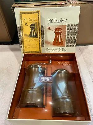 Vintage Mr. Dudley Pepper Mill & Salt Shaker 4” WOODEN New In Box • $15