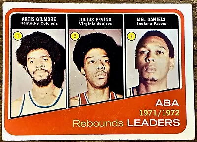 1971-72 Topps ABA Rebound Ldrs Artis Gilmore Julius Erving Mel Daniels #263 • $6.50
