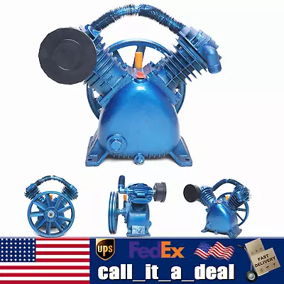 V Style 2-Cylinder Air Compressor Pump Motor Head Double Stage 175psi 5HP 4KW US • $266