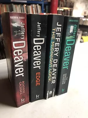 Jeffrey Deaver Bundle X 4: Edge Midnight Lock Roadside Crosses Broken Window • £4.20