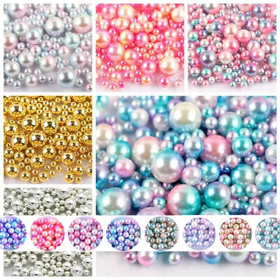 3-10mm Round Fake Pearl Beads Loose Balls For DIY Making Craft  Without Holes • £3.79