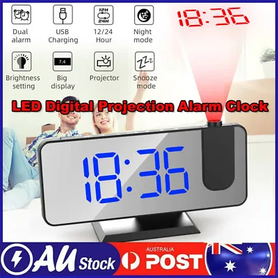 LED Digital Projection Alarm Clock Projector Time LCD Display USB Port FM Radio • $29.99