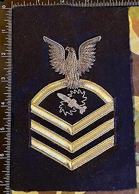 Navy Gold Bullion Rate Missile Technician Chief Petty Officer Rank Patch USN MTC • $29.99