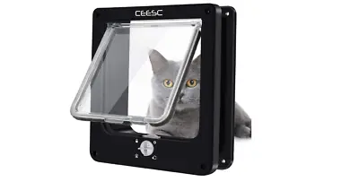 Magnetic Glass Pet Door Cat Doors Rotary 4 Way Lock Kittens Puppy Weather Proof • $21.89