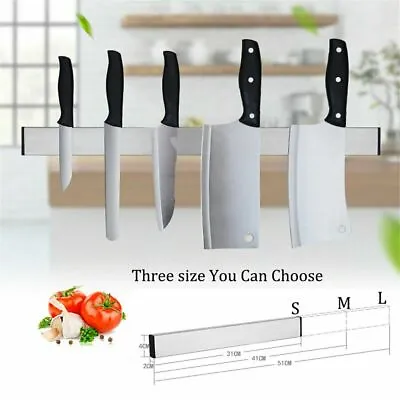 Stainless Steel Magnetic Knife Holder Wall Mounted Knife Rack Magnet Bar Strip • £11.99