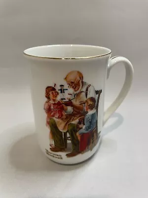 Norman Rockwell Coffee Mug The Toymaker Vintage 1982 Cup Gold Trim Excellent • $8.49