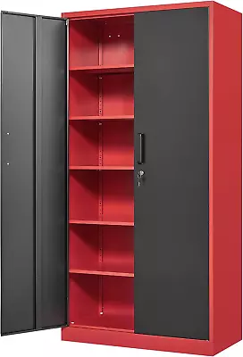 Yizosh Metal Storage Cabinet With Lock - 72  Garage Storage Cabinet With 2 Locki • $180.49