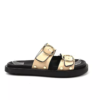 $31.50 • Buy Zara Slip On Slide Buckle Cream Sandals Women's Size 8