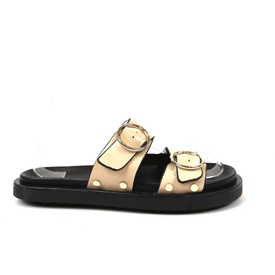 $31.50 • Buy Zara Slip On Slide Buckle Cream Sandals Women's Size 8