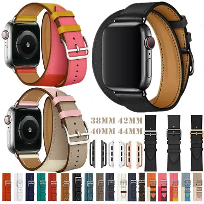 $14.99 • Buy Leather Single/Double Tour Strap Band For Apple Watch Series 7 6/5/4/3/2/1 SE AU