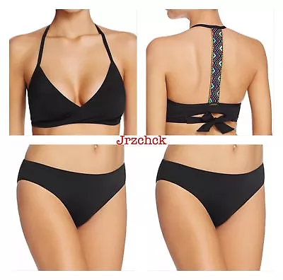 NWT Laundry Shelli Segal 2 PC Wrap T Back Bikini Bathing Suit Set Black L $152 • $59.99