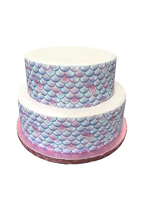 Decor Icing Sheet Mermaid Scales Border Edible Cake Topper Decoration • £3.49