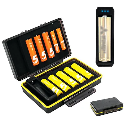Rechargeable AAA AA Battery Case Holder Storage Organizer+Battery Tester Checker • $20.12