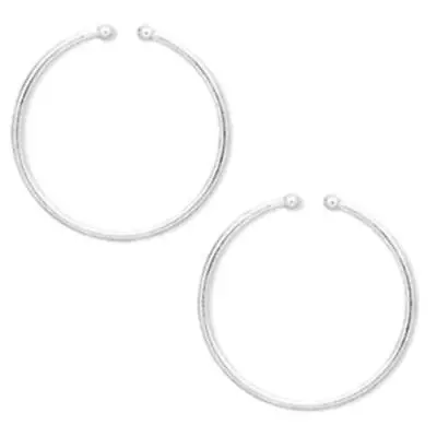 Clip On Hoop Earrings Silver Plated Sleek Pierced Look 25mm 1  Diameter Dangle • $11.95