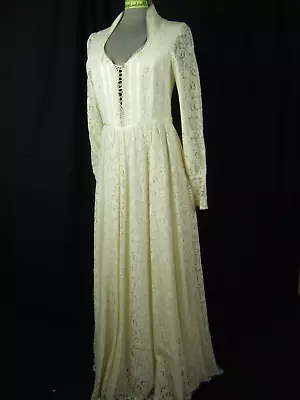 GUNNE SAX By JESSICA Vtg 1976 Ivory Lace Priaire Wedding Dress SZ 11-Bust 36/XS • $279.98