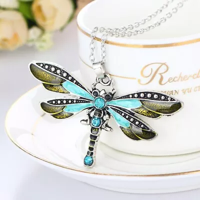 $5.95 • Buy Crystal Vintage Dragonfly Necklace For Women Jewelry Pendant Long Necklace/-AU