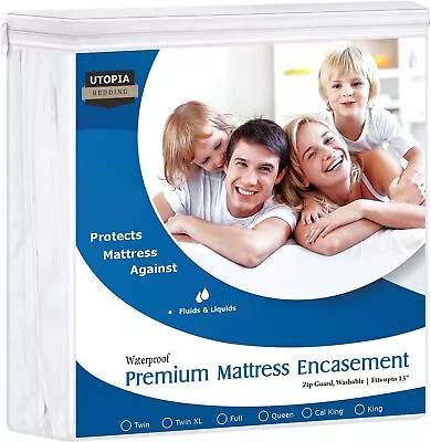 Premium Mattress Zippered Encasement Waterproof Cover Utopia Bedding • $23.99