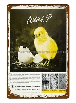 1966 Ad Mississippi Glass Chicken Egg Chick Metal Tin Sign Outdoor Metal Wall • $15.88