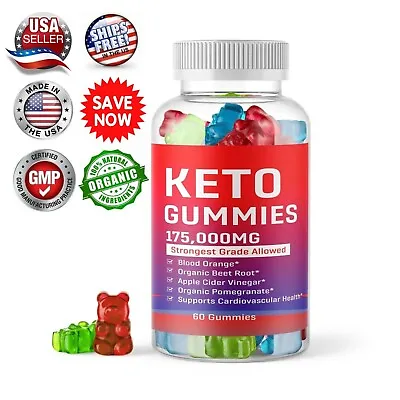 Keto Slimming Gummies 175000mg Apple Cider Vinegar ACV Weight Loss 60 Gummy USA • $9.99