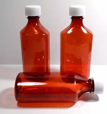 £52.67 • Buy 100 LOT Prescription Medicine Plastic Graduated Oval Bottles/Caps 4 OZ Size 