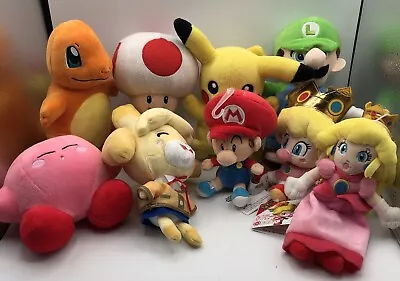 Nintendo Super Mario Plush Lot Of 9 Pokémon Kirby Animal Crossing Japan CLEAN • $55.97