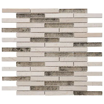 Beige Sand Crema Marfil Marble Stone Glass Mosaic Tile Kitchen Wall Backsplash • £3.85