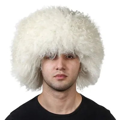 Mens Real Mongolian Lamb Fur Bucket Papakha Hat Winter Warm Hat Cap Headgear Hot • $23