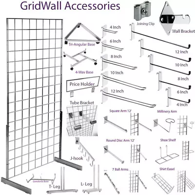 Grid Mesh Panel Grid Mesh Hooks Prongs Chrome Accessories Shop Display Stand • £54.99